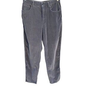 Lizwear Petite Vintage Womens Gray High Waist Smooth Corduroy Straight Leg Pants